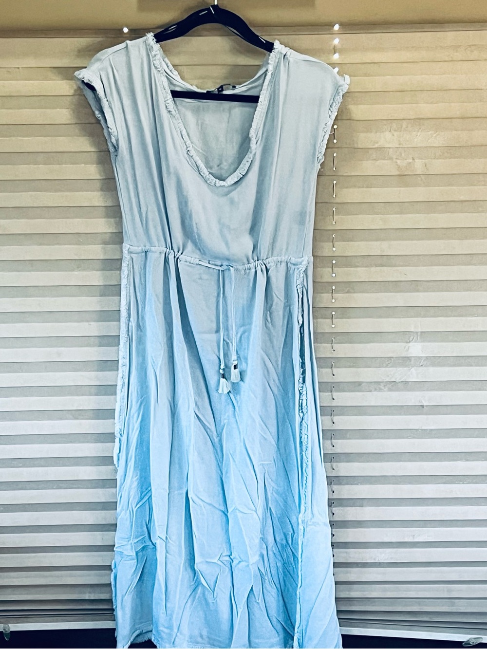 Annabelle Light Blue Casual Maxi Dress with Tie Waist